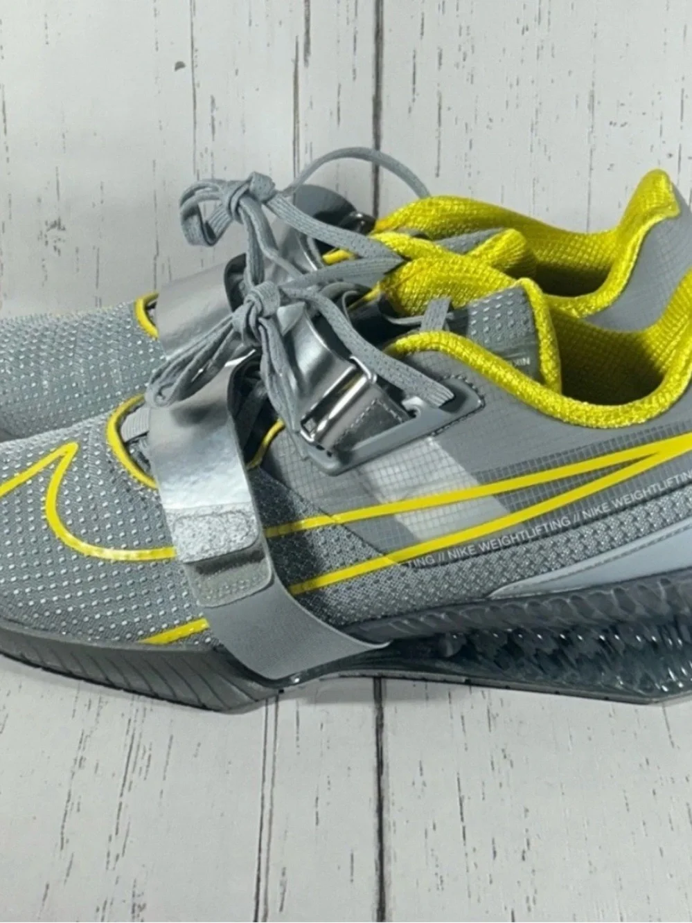 Nike Romaleos 4 Wolf Grey Yellow CD3463-002 Weightlifting Shoes Mens Size 8